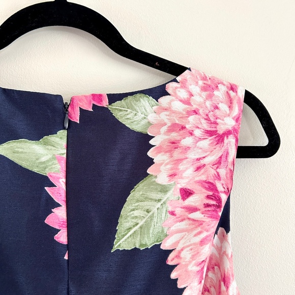 Jessica Howard Cocktail Dress Navy Floral Print Sleeveless Scoop Neck Size 8 - Picture 12 of 15